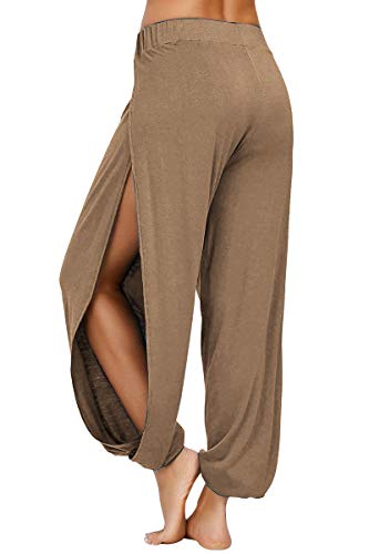 fitglam Damen Haremshose Strand Coverup Hosen Schlitz Yoga Hosen Badeanzug Badeanzug Schwimmen Cover Ups, 13 Khaki, XX-Large von fitglam