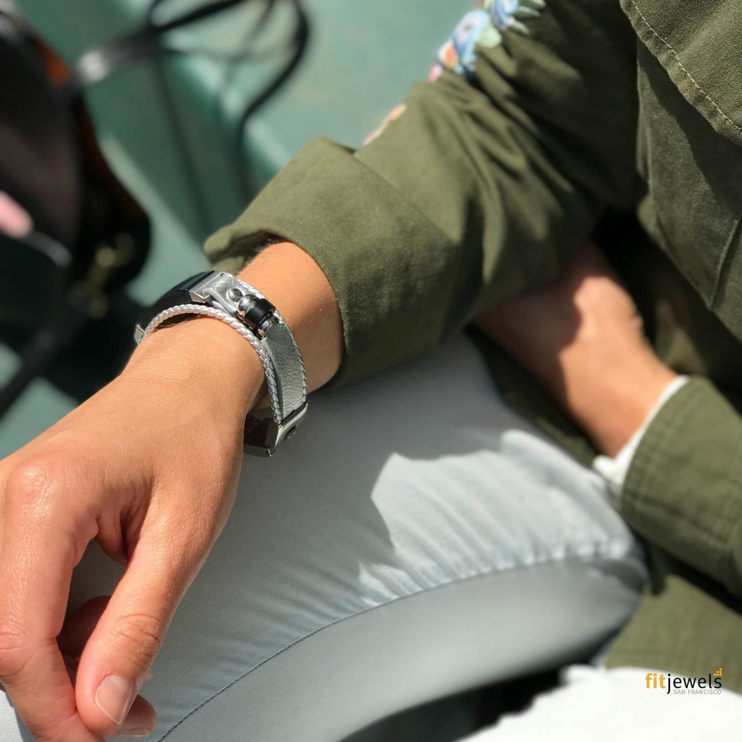 Fitbit Inspire 2/Hr Ace - Ersatzarmband Rockstar Schwarz, Silberoder Gold Ersatzband von fitjewelsDesign