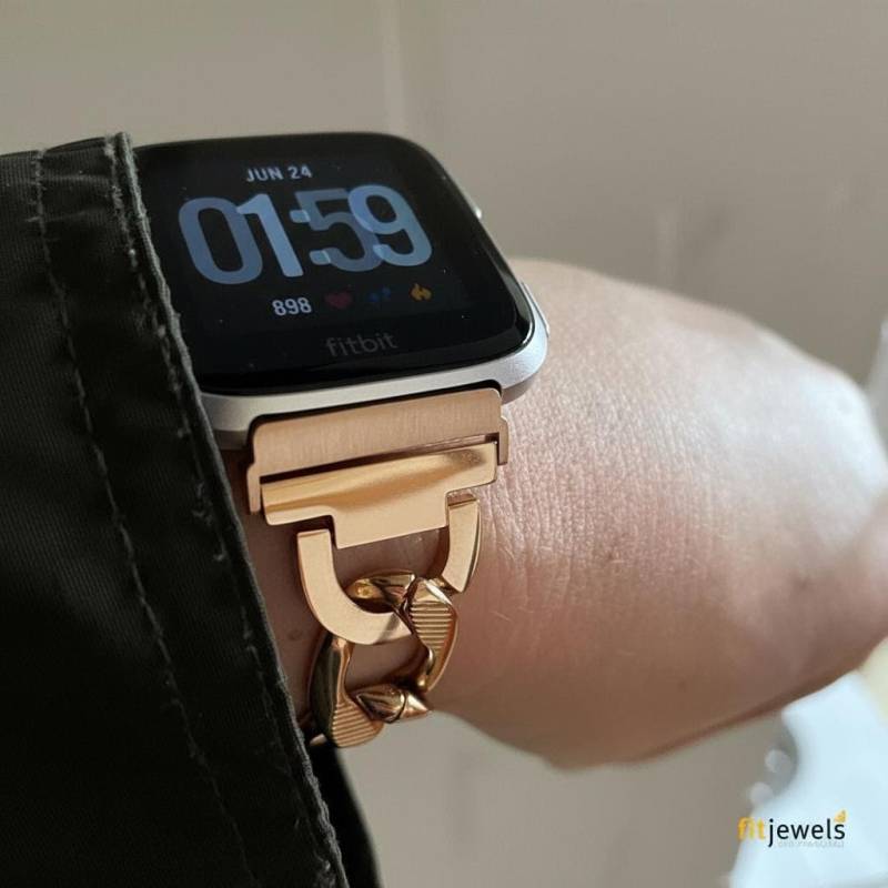 Für Fitbit Versa/Sense Uhrarmband Chane - Rosegold Edelstahl Hypoallergen von fitjewelsDesign