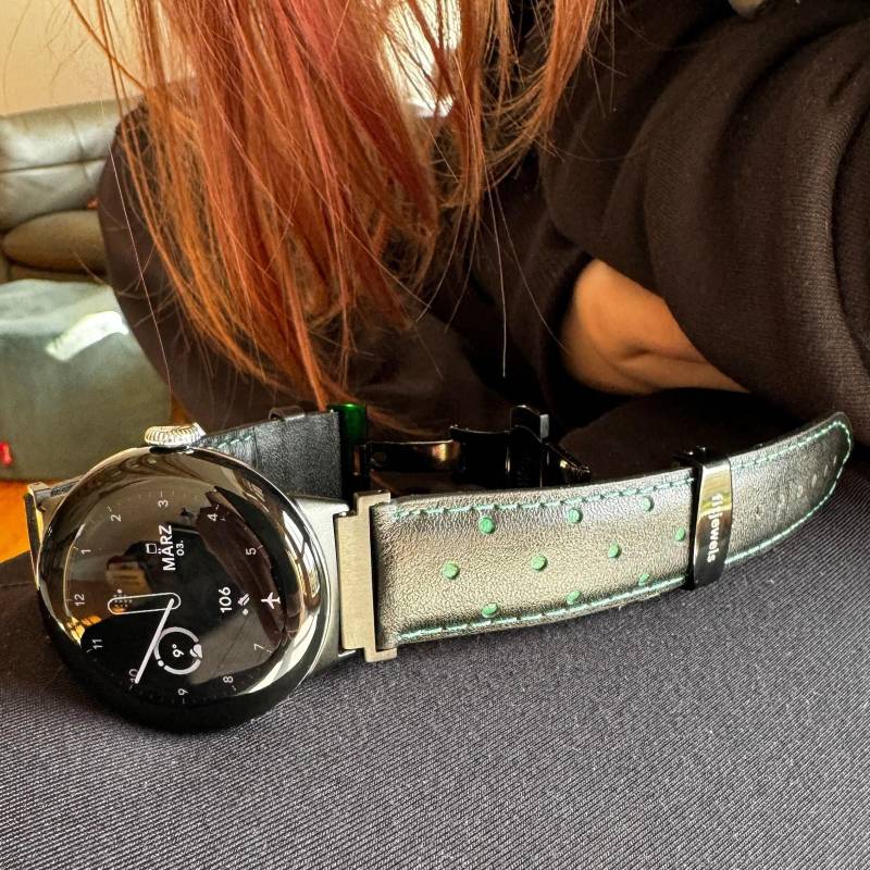 Für Google Pixel - Armband Spot Schwarz/Rot Und Grün Edelstahl Leder von fitjewelsDesign