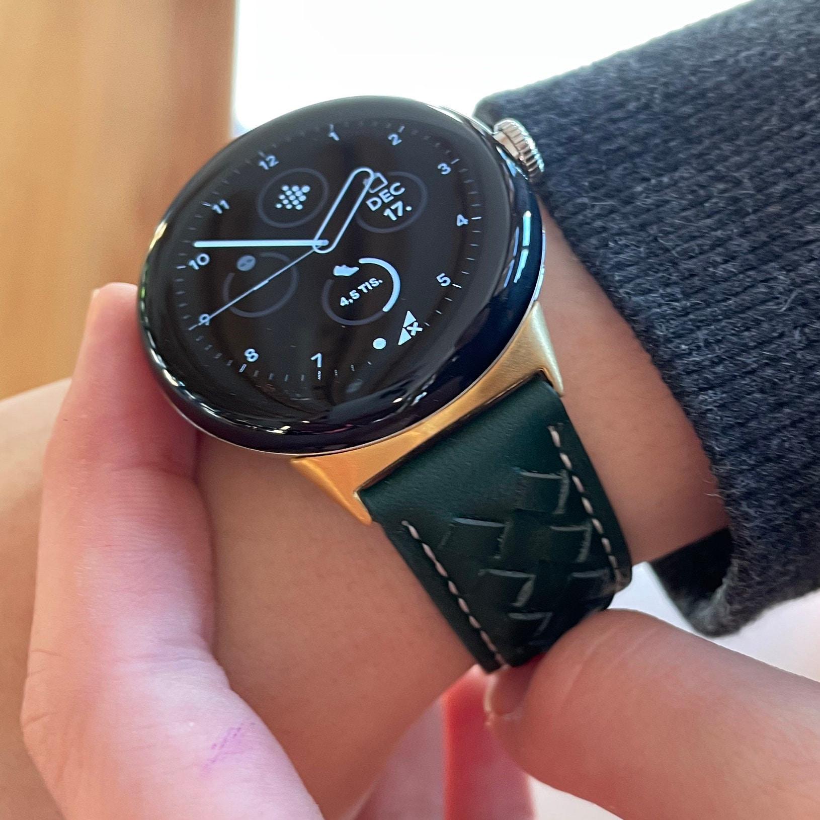 Für Google Pixel Uhrenarmband Braid - Grün, Schwarz, Grau, Blau, Braun Edelstahl Und Leder Hypoallergen von fitjewelsDesign