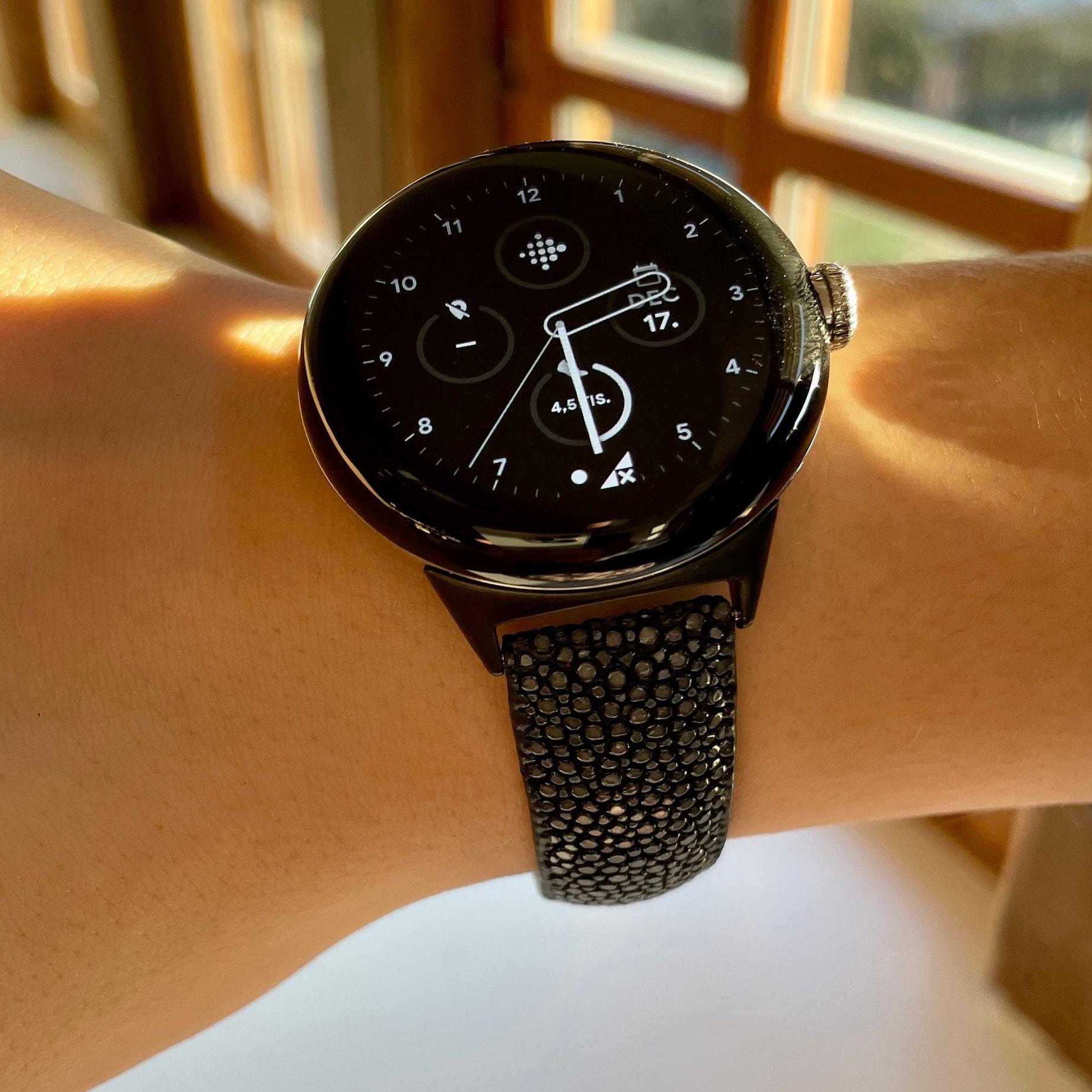 Für Google Pixel Watch Band Stingray - Schwarz Edelstahl Und Rochenleder- Hypoallergen Für Google Pixel Watch Band Stingray - Schwarz Edelstahl Und Rochenleder- Hypoallergen von fitjewelsDesign
