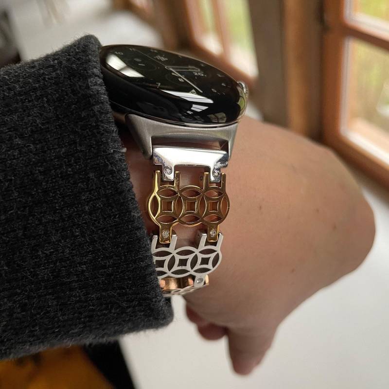 Für Google Pixel Watch - Flower Of Life Silver, Gold, Rose Gold Edelstahl Und Zirkoniasteine Für Google Pixel Watch - Flower Of Life Silver, Gold, Rose Gold Edelstahl Und Zirkoniasteine von fitjewelsDesign
