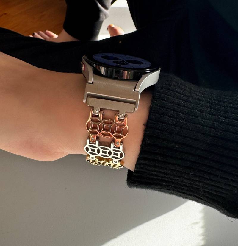 Für Samsung Galaxy - Armband Blume Des Lebens Silber, Gold, Roségold Edelstahl Und Zirkoniasteine von fitjewelsDesign