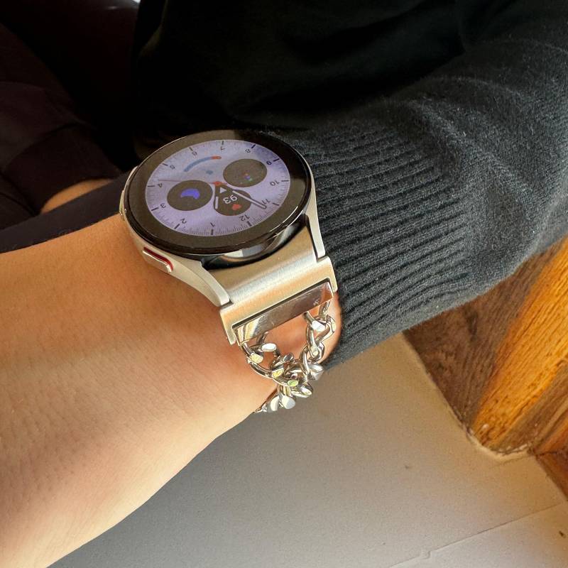 Für Samsung Galaxy - Armband Bond Silber, Black Edelstahl Und Leder- Hypoallergen von fitjewelsDesign