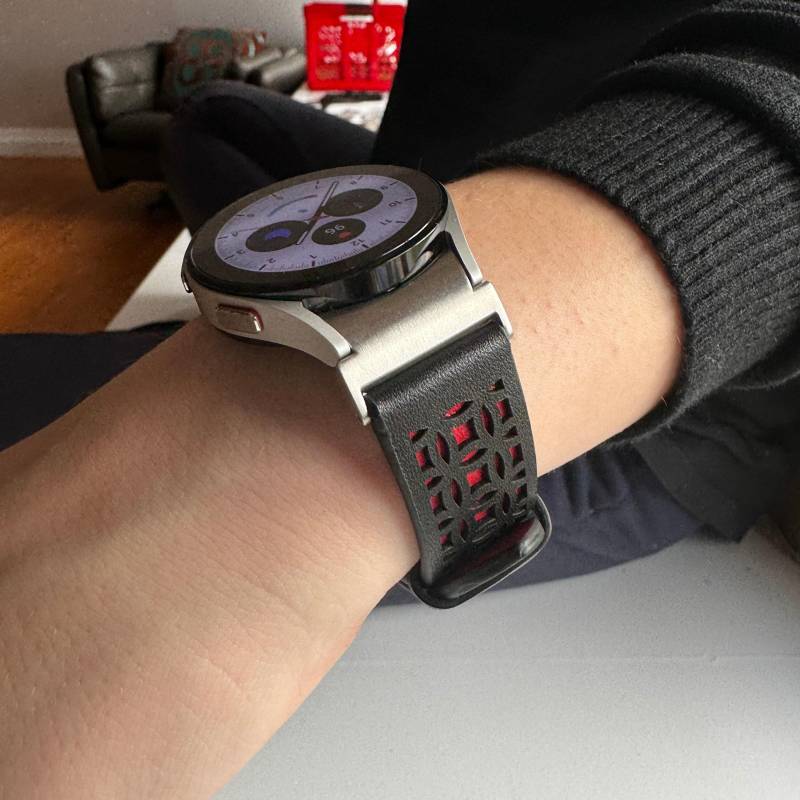 Für Samsung Galaxy Smartwatch - Armband Life Schwarz/Rot Und Grün Edelstahl Leder Für Samsung Galaxy Smartwatch - Armband Life Schwarz/Rot Und Grün Edelstahl Leder von fitjewelsDesign