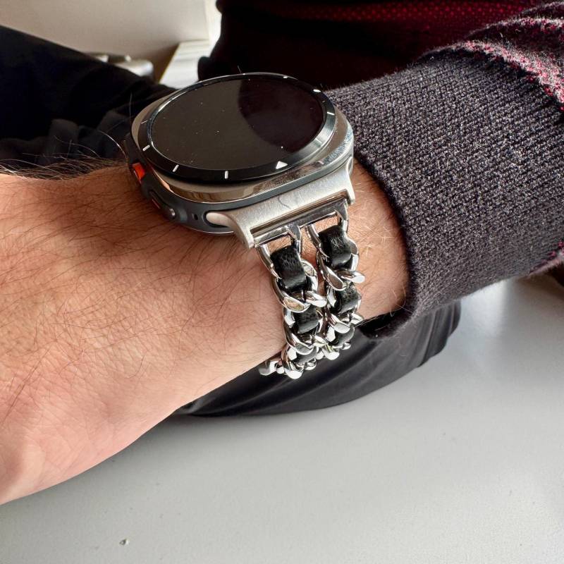 Für Samsung Galaxy Ultra - Armband Noe Silber, Gold, Roségold Edelstahl Und Leder- Hypoallergen von fitjewelsDesign