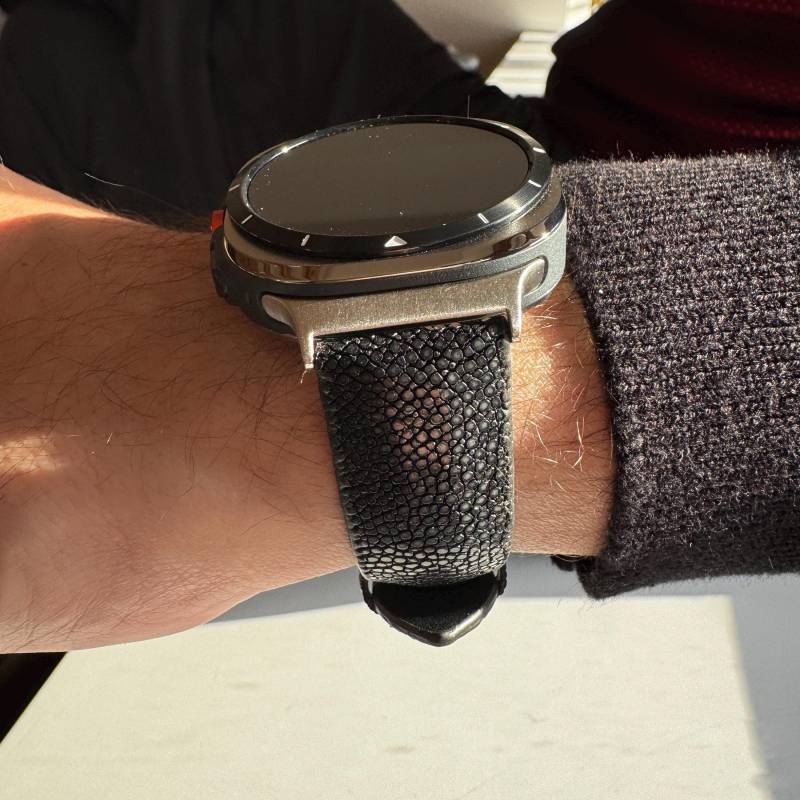 Für Samsung Galaxy Ultra - Band Stingray Schwarz, Rot, Beige, Blau, Weinrot Edelstahl Und Rochenleder von fitjewelsDesign