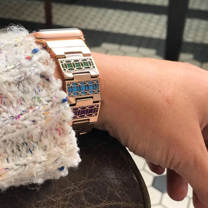 Wendebares Armband Für Apple Watch - Fell Pad/Graues Leder Zwei Looks in Einem Silber, Roségold Oder Schwarz von fitjewelsDesign