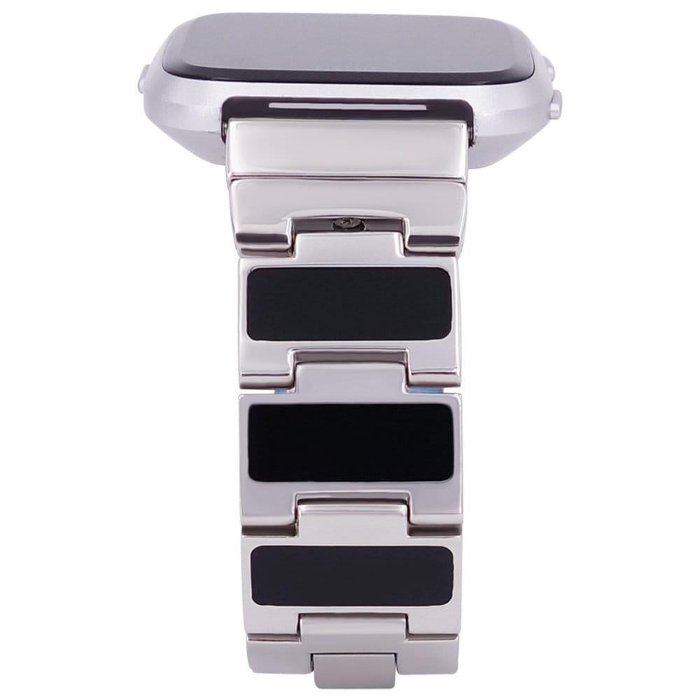 Wendebares Armband Für Fitbit Versa/Sense - Farbiges Emaille/ Schwarzes Emaille Zwei Looks in Einem Silberschwarz von fitjewelsDesign