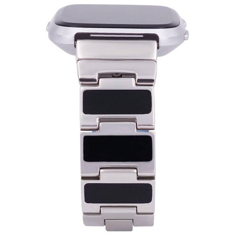 Wendebares Armband Für Fitbit Versa/Sense - Farbiges Emaille/ Schwarzes Emaille Zwei Looks in Einem Silberschwarz von fitjewelsDesign