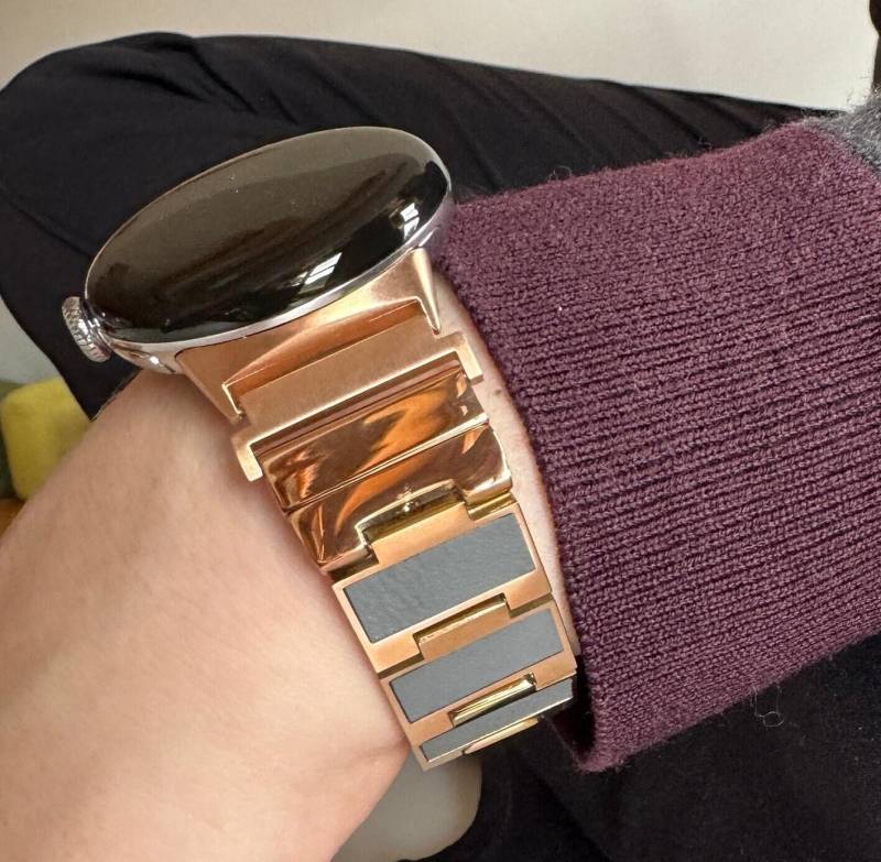Wendebares Armband Für Google Pixel Watch - Filzpads/Graues Leder Zwei Looks in Einem Silber, Roségold Oder Schwarz von fitjewelsDesign