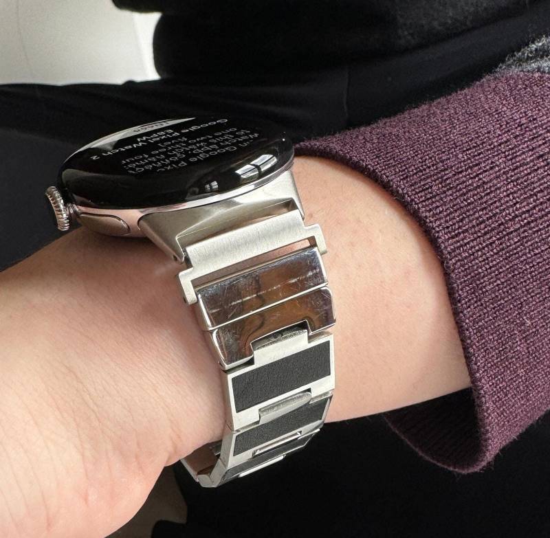Wendebares Armband Für Google Pixel Watch - Glitzer/Schwarzes Leder Zwei Looks in Einem Silber, Oder Schwarz Wendebares Armband Für Google Pixel Watch - Glitzer/Schwarzes Leder Zwei Looks in Einem Silber, Oder Schwarz von fitjewelsDesign
