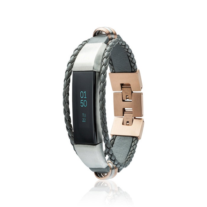 Fitbit Alta Schmuck Aurel - Edelstahl Und Leder Allergikerfreundlich von fitjewelsSF
