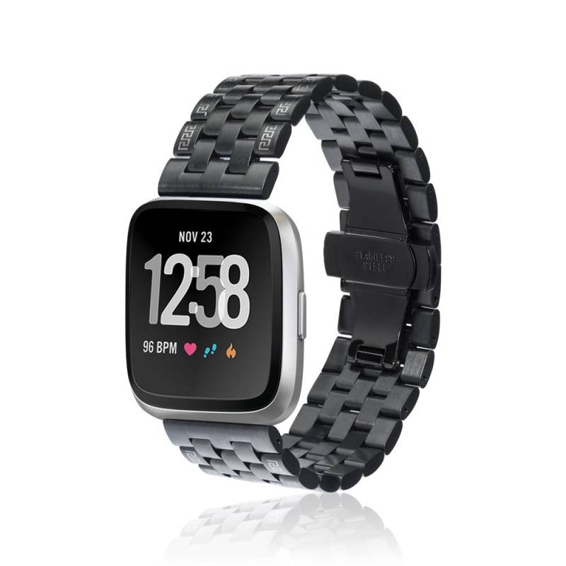 Fitbit Versa/Sense - Uhrenarmband Link Schwarz Edelstahl Fitbit Versa/Sense - Uhrenarmband Link Schwarz Edelstahl von fitjewelsSF