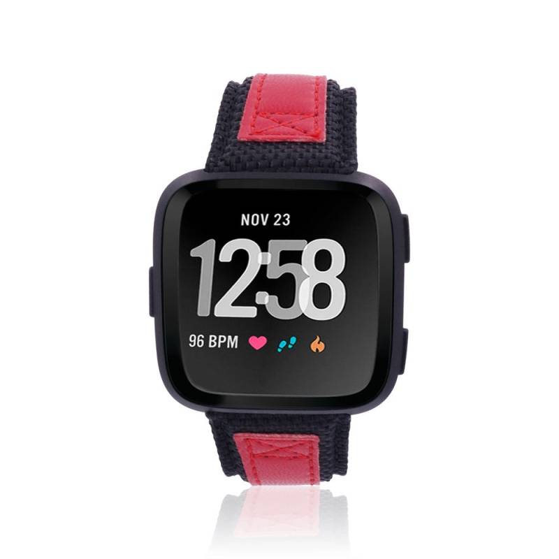 Fitbit Versa/Sense Uhrenarmband - Nylon Schwarz Und Rot Edelstahl Leder Fitbit Versa/Sense Uhrenarmband - Nylon Schwarz Und Rot Edelstahl Leder von fitjewelsSF