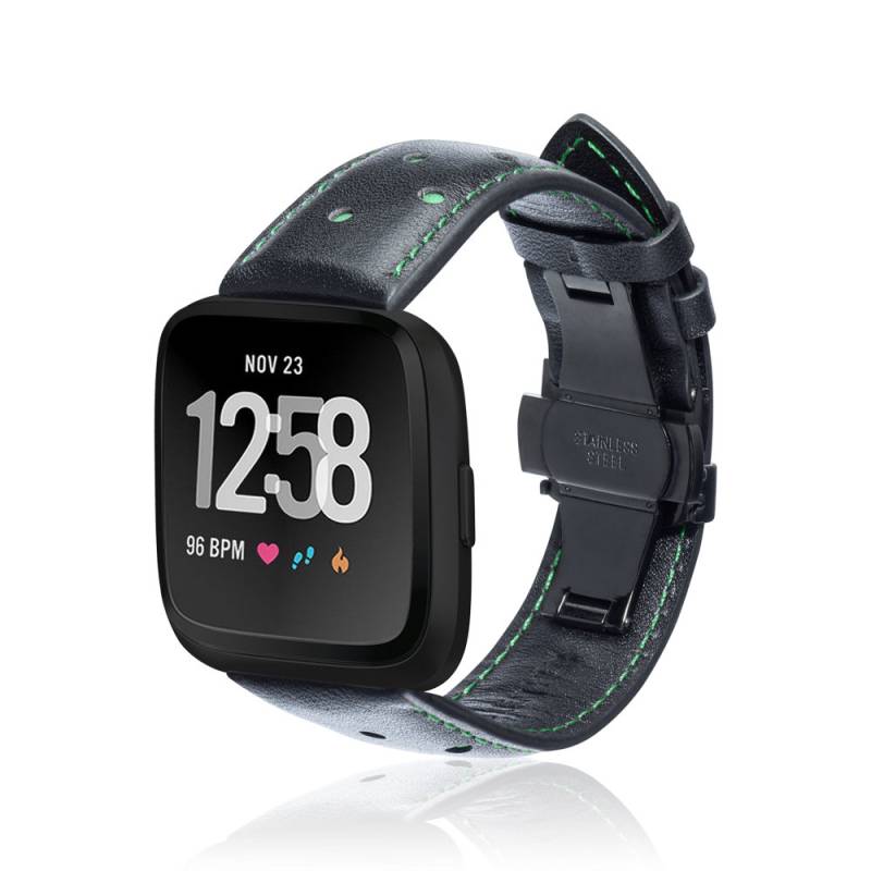 Uhrenband Für Fitbit Versa /Sense - Spot By Fitjewels Schwarz Grün/Rot Leder Edelstahl Uhrenband Für Fitbit Versa /Sense - Spot By Fitjewels Schwarz Grün/Rot Leder Edelstahl von fitjewelsSF