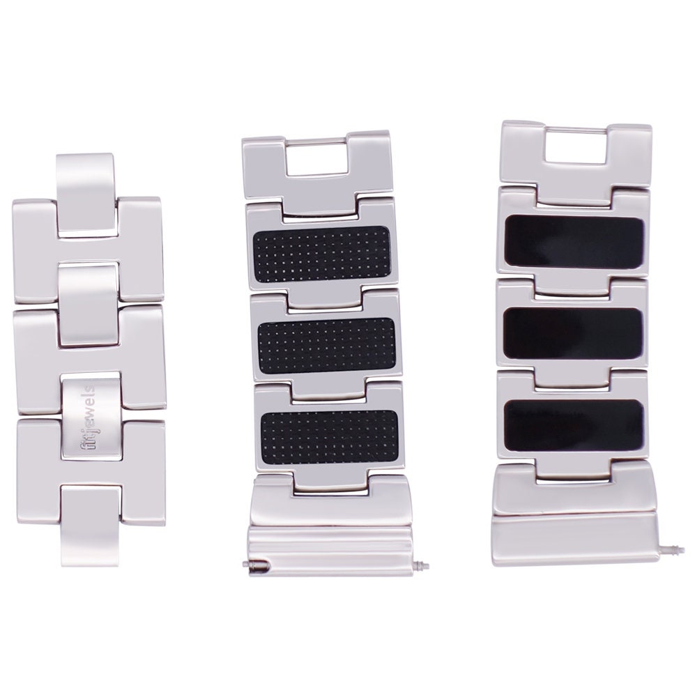 Wendbares Uhrenband - 22mm Carbon/ Schwarze Emaille Edelstahl Silber, Gold, Roségold Oder Schwarz Veredelt Wendbares Uhrenband - 22mm Carbon/ Schwarze Emaille Edelstahl Silber, Gold, Roségold Oder Schwarz Veredelt von fitjewelsSF