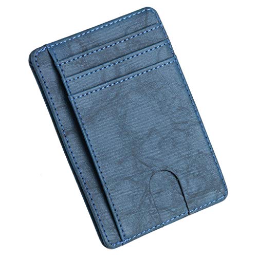 Fivekim Slim RFID Federmäppchen aus Leder, Kreditkartenfächer, für Damen, PU, marineblau, 11.5x8x0.5cm,4.53x3.15x0.2''(approx) von fivekim