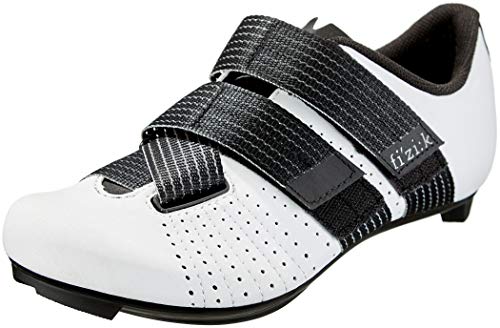 Fizik Tempo Powerstrap Herren-Fahrradschuhe, Weiß/Schwarz, Größe 46-47 von Fizik