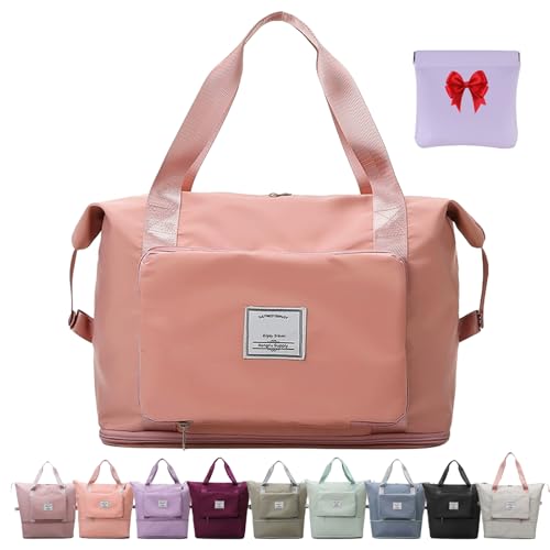 Foldie Travel Bag Expandable, Foldable Travel Duffel Bag, Large Capacity Folding Travel Bag, Lightweight Waterproof Weekender Overnight Bag for Women and Men (Flesh) von fjaldjfu