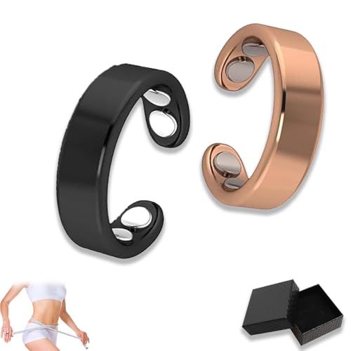 fjaldjfu Sömni Ring Damen Wechseljahre, Natürlicher und Verstellbarer Magnet Ringe Damen Wechseljahre, Ring Zum Abnehmen Entspannung, Schlafhilfe Müdigkeitsreduktion (2pcs-a) von fjaldjfu