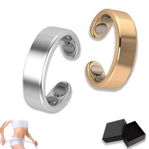 fjaldjfu Sömni Ring Damen Wechseljahre, Natürlicher und Verstellbarer Magnet Ringe Damen Wechseljahre, Ring Zum Abnehmen Entspannung, Schlafhilfe Müdigkeitsreduktion (2pcs-b) von fjaldjfu
