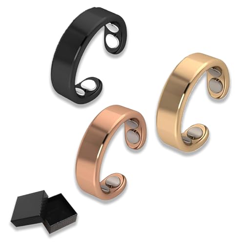 fjaldjfu Sömni Ring Damen Wechseljahre, Natürlicher und Verstellbarer Magnet Ringe Damen Wechseljahre, Ring Zum Abnehmen Entspannung, Schlafhilfe Müdigkeitsreduktion (3pcs-a) von fjaldjfu