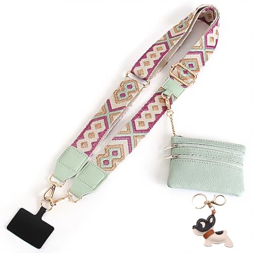 fjaldjfu Telefongurt Mit Reißverschlusstasche, Geldbörse Zum Umhängen, Handygurt Mit Tasche, Anstecken Und Los Gehts, Handyschlaufe Mit Reißverschlusstasche Für Die Brieftasche (1PC-E) von fjaldjfu