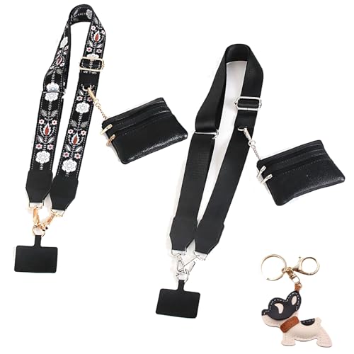 fjaldjfu Telefongurt Mit Reißverschlusstasche, Geldbörse Zum Umhängen, Handygurt Mit Tasche, Anstecken Und Los Gehts, Handyschlaufe Mit Reißverschlusstasche Für Die Brieftasche (2PC-B) von fjaldjfu