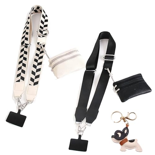 fjaldjfu Telefongurt Mit Reißverschlusstasche, Geldbörse Zum Umhängen, Handygurt Mit Tasche, Anstecken Und Los Gehts, Handyschlaufe Mit Reißverschlusstasche Für Die Brieftasche (2PC-C) von fjaldjfu