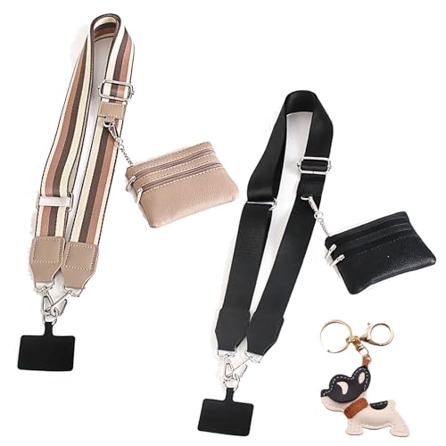 fjaldjfu Telefongurt Mit Reißverschlusstasche, Geldbörse Zum Umhängen, Handygurt Mit Tasche, Anstecken Und Los Gehts, Handyschlaufe Mit Reißverschlusstasche Für Die Brieftasche (2PC-D) von fjaldjfu