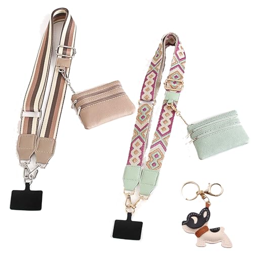 fjaldjfu Telefongurt Mit Reißverschlusstasche, Geldbörse Zum Umhängen, Handygurt Mit Tasche, Anstecken Und Los Gehts, Handyschlaufe Mit Reißverschlusstasche Für Die Brieftasche (2PC-E) von fjaldjfu