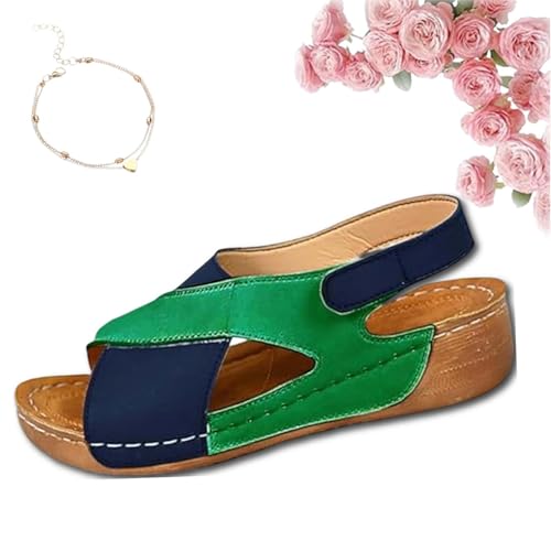 fjaldjfu VivaFree - ergonomische & rutschfeste Sandalen zur Schmerzlinderung, Orthopädische Sandalen Damen Sommer, Atmungsaktiv, Fußgewölbeunterstützung (A,45) von fjaldjfu