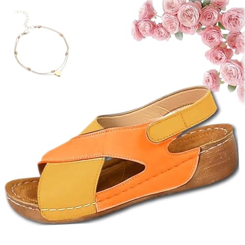 fjaldjfu VivaFree - ergonomische & rutschfeste Sandalen zur Schmerzlinderung, Orthopädische Sandalen Damen Sommer, Atmungsaktiv, Fußgewölbeunterstützung (B,43) von fjaldjfu