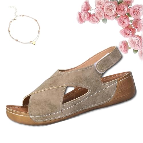 fjaldjfu VivaFree - ergonomische & rutschfeste Sandalen zur Schmerzlinderung, Orthopädische Sandalen Damen Sommer, Atmungsaktiv, Fußgewölbeunterstützung (H,40) von fjaldjfu