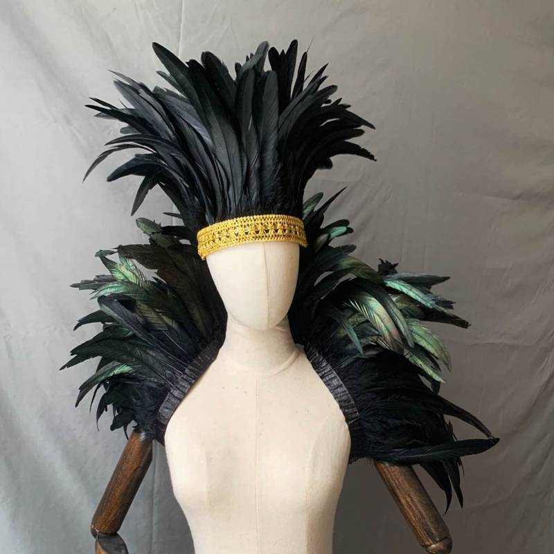 Carnival Costume Black Feather Wrap Shawl von fkcraftfeather