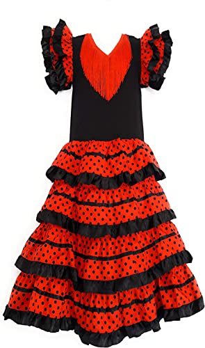 Flamenco Sevillane-Kleid für Mädchen, rot, 6 Jahre von Flamifeel