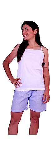 flashpijamas. Packung mit 3 Stretch-T-Shirts oder 2 Shorts für Damen, 100 % Baumwolle mit elastischem Bund. Perfekt für zu Hause oder zum Schlafen., blau, XL von flashpijamas