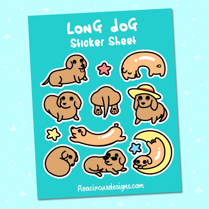 Dackel Sticker Blatt Aufkleber Planer Vinyl Kiss Cut Matte Kleine Hunde Würstchen Hotdog Hotdogs Scrapbooking Süßes Tier Doxie von fleacircusetsy