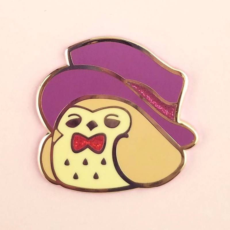 Eule Emaille Pin Glitzer 3 cm Kawaii Zylinder Braun Niedlich Ausgefallene Anstecknadel Brosche Abzeichen Flair Kragennadel Hutnadel Natur Tier von fleacircusetsy