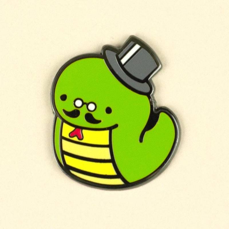 Gentleman Schlange Emaille Pin 3 cm - Reptil Niedliche Ausgefallene Anstecknadel Brosche Abzeichen Flair Kragennadel Hutnadel Natur Tier von fleacircusetsy