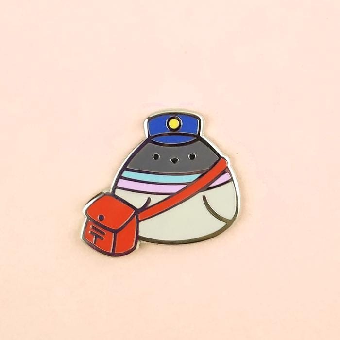 Taube Pin Little Poe Hart Emaille Vogel Post Anstecknadel Brosche Abzeichen Flair Hut Natur Tier Vögel Kawaii Cute Post von fleacircusetsy