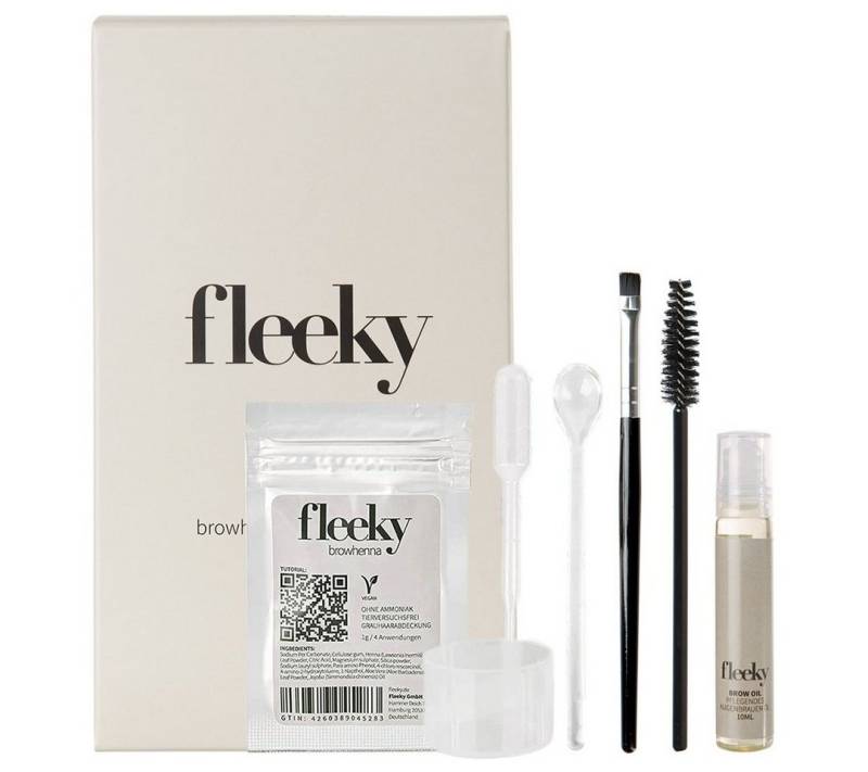 fleeky Augenbrauen-Farbe Browhenna Kit - Augenbrauen Haar & Freckles, Augenbrauenfarbe & Sommersprossen – vegan, pflanzlich & langanhaltend von fleeky