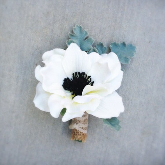 Seide Blume Boutonniere - Benutzerdefinierte Floral Buttonhole Anemone Rose von fleurdunord