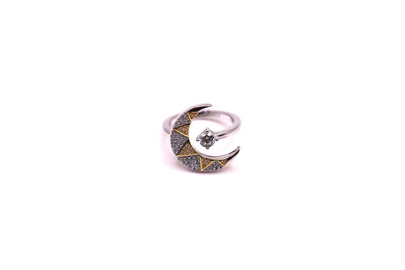 Selene Statement Offener Ring, Sterling Silber Größenverstellbar Ring & Goldringe Celestial Minimalist Zierlicher Niedlicher Valentinstag von fleuretmoicreations