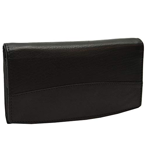 Einfache Damen Ledergeldbörse Büffellederbrieftasche (Vollleder) für Damen schwarz von flevado