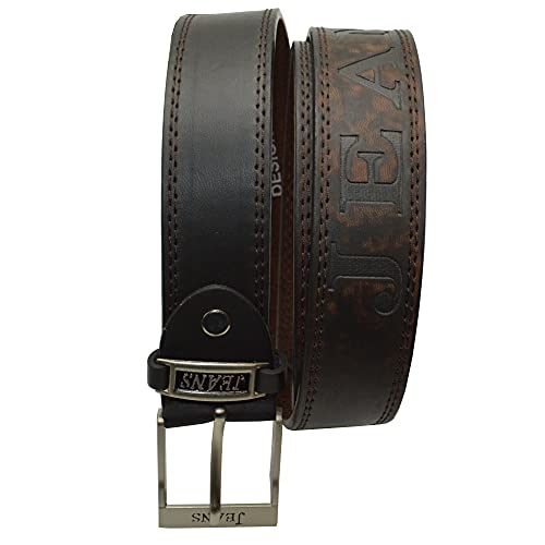 flevado Gürtel Jeans Classic Aufschrift in mehreren Farben 3,5 cm Breit (110 cm, braun) von flevado