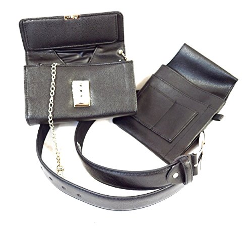 KELLNERSET 4 Teile GELDBÖRSE COLT Kette UND GÜRTEL FÜR BEDIENUNGEN Gastro-Bekleidung-Ausstattung (Set mit 120 cm Gürtel) Schwarz von flevado