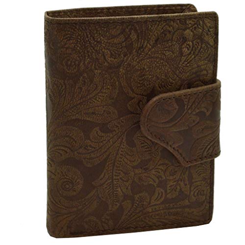 flevado Echt Leder Damen Portemonnaie mit Lilianen Muster Hochformat mit Riegelverschluss dbrn (Dunkelbraun) flevado Echt Leder Damen Portemonnaie mit Lilianen Muster Hochformat mit Riegelverschluss dbrn (Dunkelbraun) von flevado